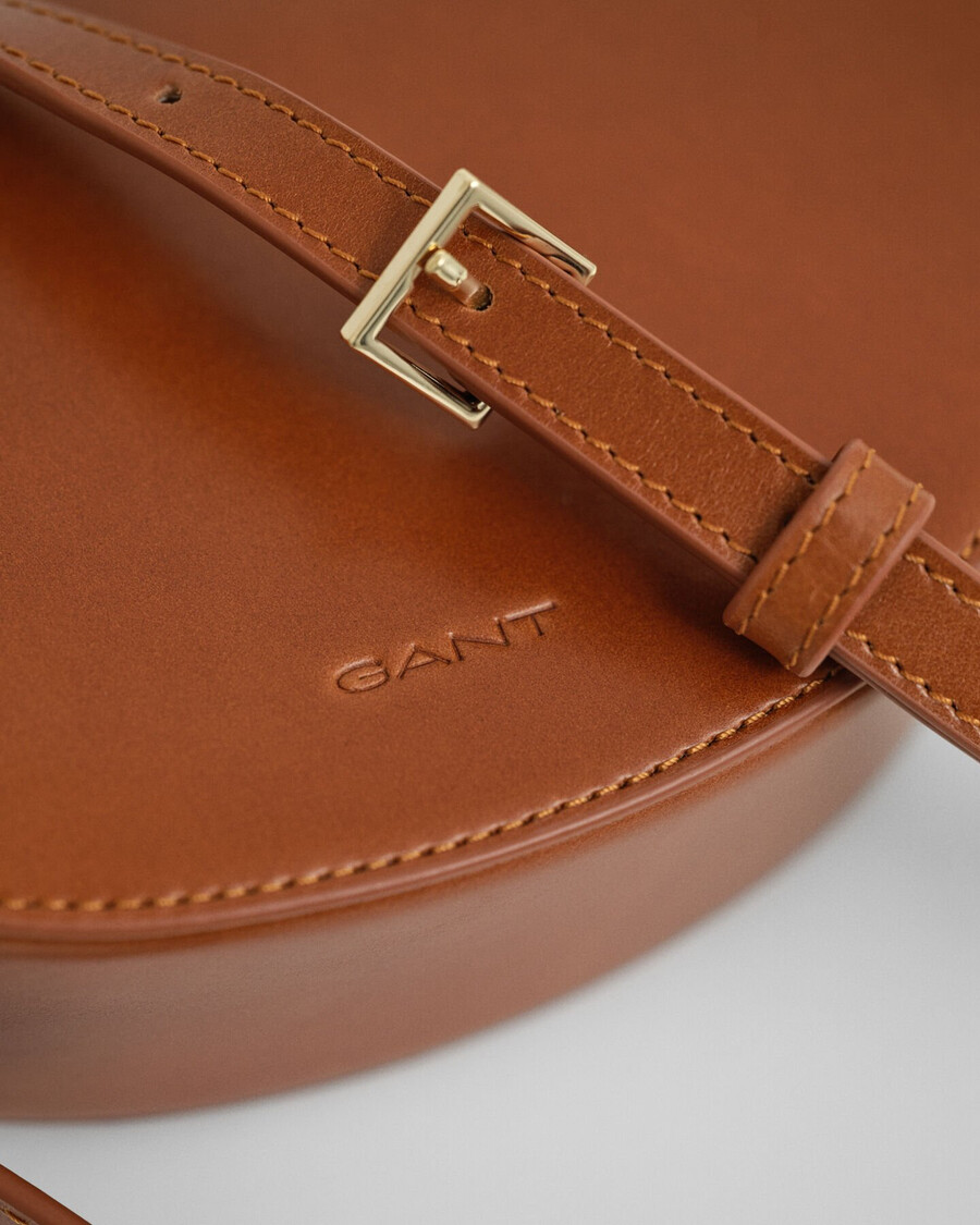 leren schoudertas - cognac