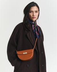 leren schoudertas - cognac