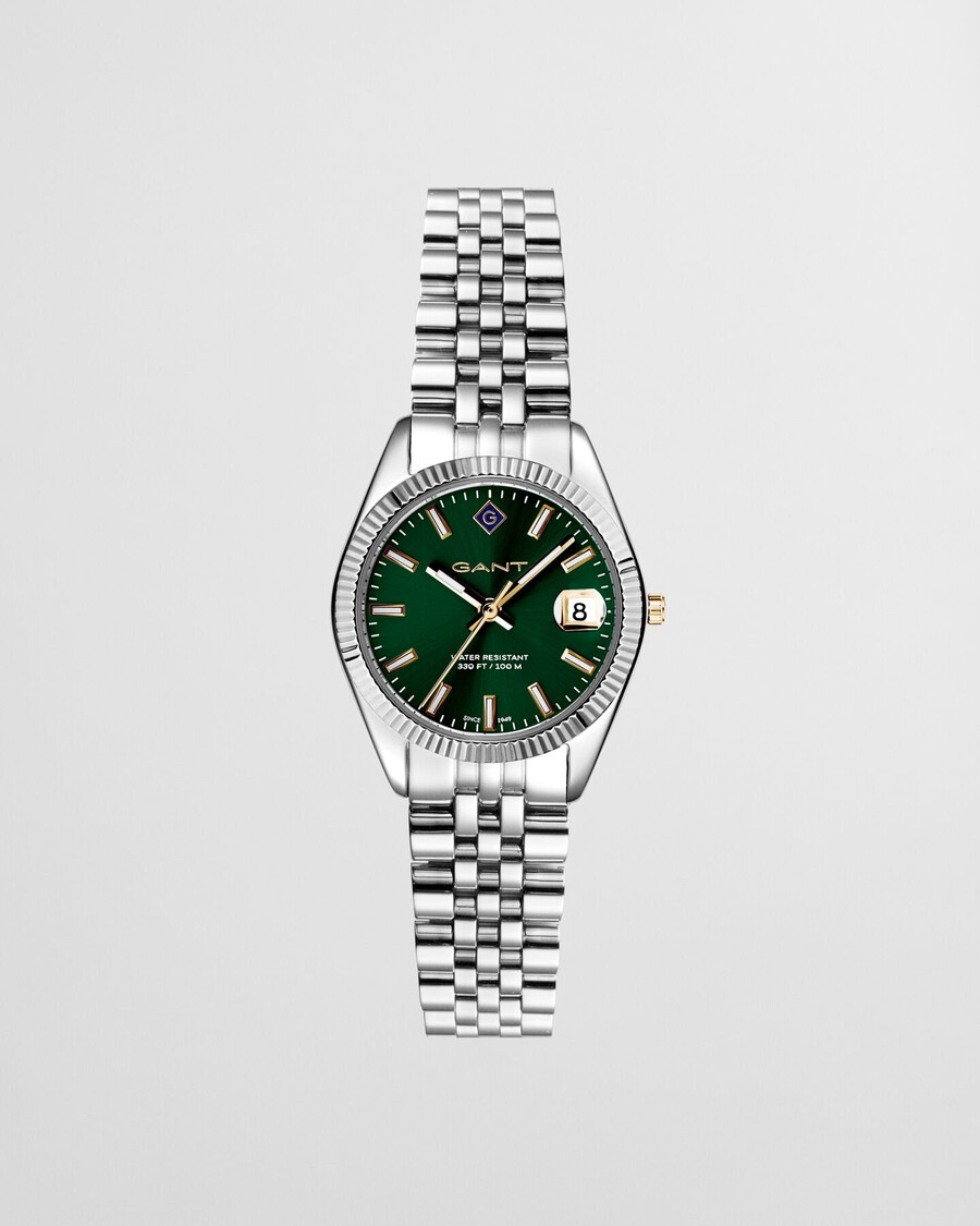sussex mini horloge - groen met schotse ruit