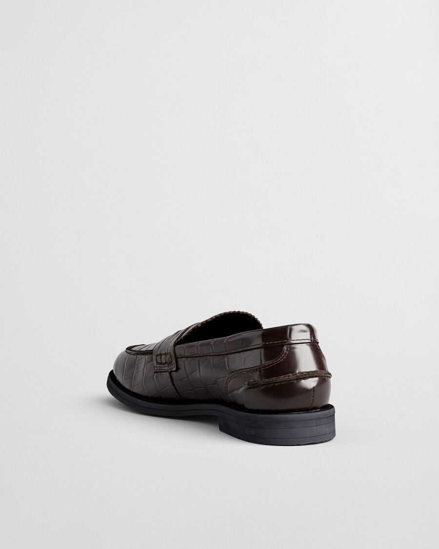 gracelyn loafers van leer met krokodillenprint - donkerbruin