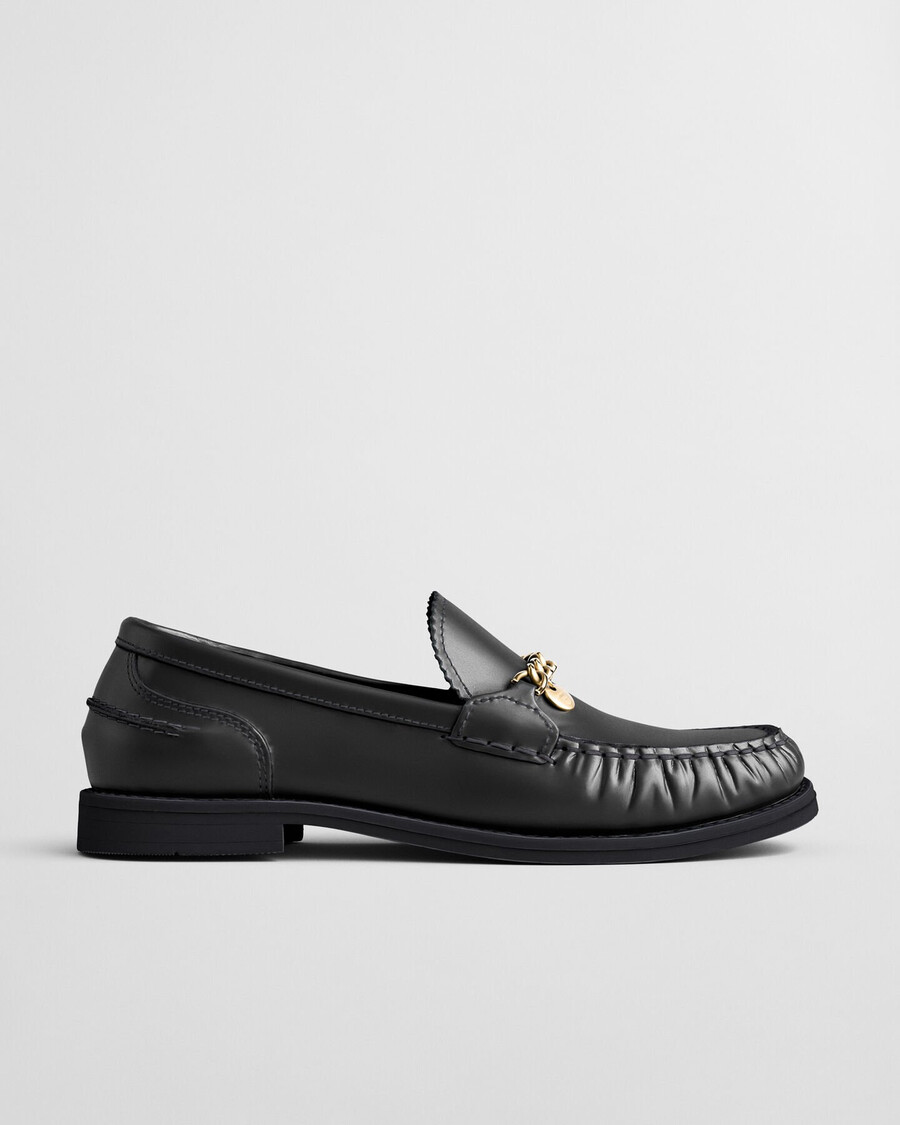 gracelyn leren loafers - zwart