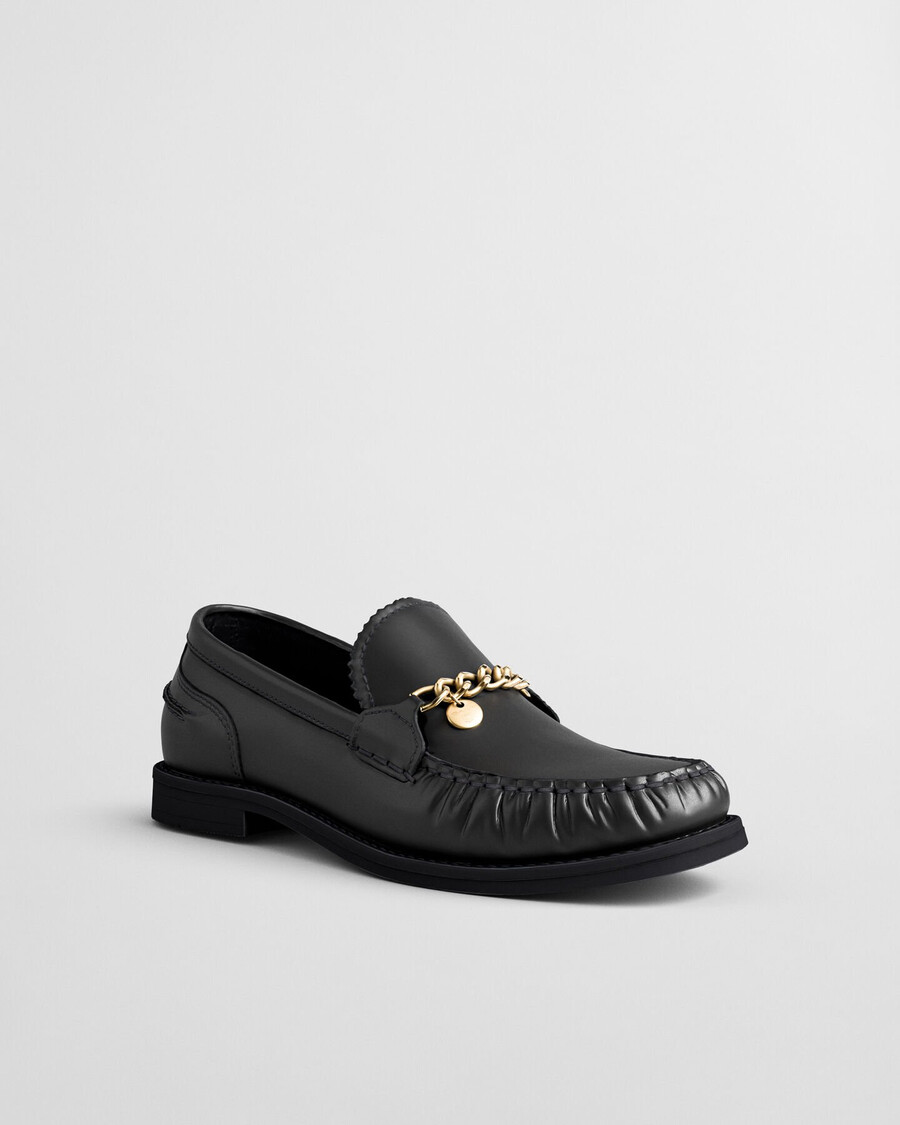 gracelyn leren loafers - zwart