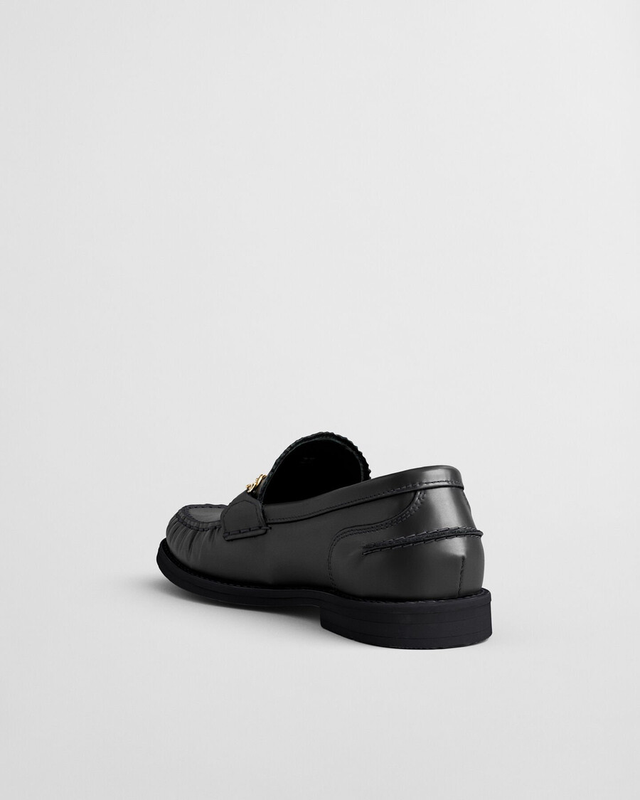 gracelyn leren loafers - zwart