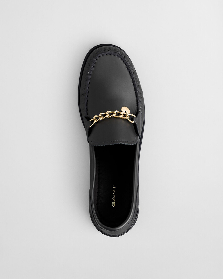 gracelyn leren loafers - zwart