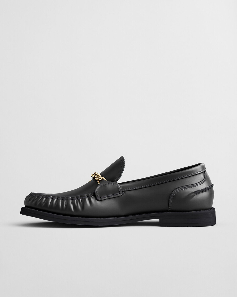 gracelyn leren loafers - zwart